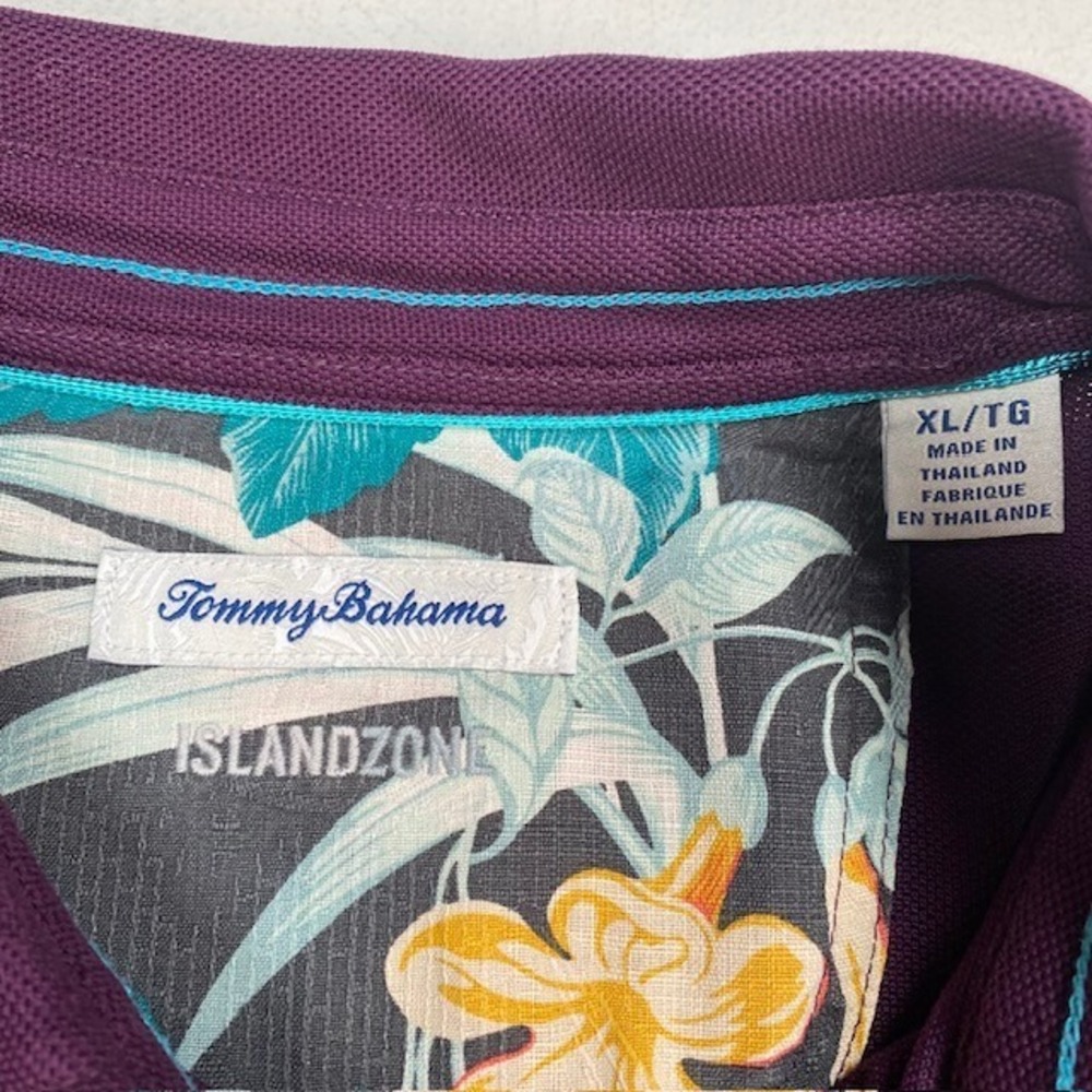 Tommy Bahama IslandZone Long Sleeve Polo Shirt Mens XL Purple Supima Cotton - Picture 2 of 9
